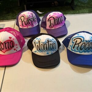 Custom Airbrush Name Trucker Hats - Colorful Personalized Caps